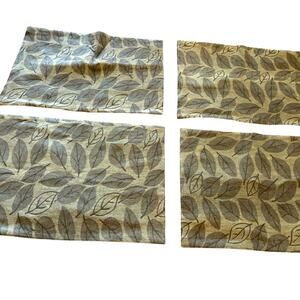 4 Cottage Farmhouse Green Leaf Placemats Botanical Cotton Designer Thibaut Aman